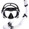 TAFALSPING Set da snorkeling per adulti, asciutto, con maschera e boccaglio, anti-appannamento, vista panoramica a 180° (bianco)