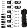 TOP-MAX Set per kayak e campeggio, corda in gomma con gancio terminale, anello a D, gancio a J, vite, 1 set