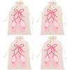 NUOBESTY 4 Pezzi Borsa per Danza Coulisse in Lino Bianco, Leggera e Portatile, Tema Artistico Balletto, per Studenti di Danza e Uso Quotidiano