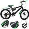 lieroda Mountain bike per bambini da 20 pollici, 7 marce, per ragazzi e ragazze, in acciaio al carbonio, sella regolabile in altezza, pneumatici in gomma antiscivolo, telaio robusto, portata 75 kg