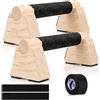 NeXcellere Calisthenics Equipment - 2 maniglie per flessioni in legno, parallele con fascia antiscivolo, per esercizi di sollevamento pesi, per la palestra domestica, impugnature portatili (30 cm)