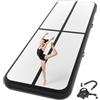 BCGA Tappetino da ginnastica gonfiabile, 3 m/4in/4,9 m/6,1 m/1,3 cm di spessore, per uso domestico/allenamento/cheerleading/yoga/acqua, con pompa, 3 m x 1 m x 10,2 cm, nero