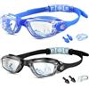 Moseem Swimming Goggles, Swim Goggles for Adult Men Women & 6+ Age Kids Anti Fog Swimming Goggles with UV Protection, Clear Vision, No Leaking & Adjustable Silicone Strap