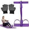 ZexJpr Attrezzo per addominali per la casa, attrezzi fitness per casa, addominali, gambe, glutei, attrezzo sportivo per casa, espansore, fitness, viola, con guanti neri