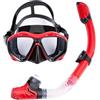 TAFALSPING Set da snorkeling per adulti, asciutto, con maschera e boccaglio, anti-appannamento, vista panoramica a 180° (rosso)