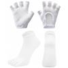 KiBcsLic Set Calzini 5 Dita e Guanti Senza Dita Sensazione Sensazione Naturale Set Calzini e Guanti da Mind-Body Practice Traspirante Kit Pilates Antiscivolo, Bianco