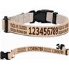 Pictogogo Collare per cane personalizzato con testo a scelta, colore del testo, telefono, indirizzo o messaggio di avviso (Beige, XS: 25-37 cm circonferenza collo)