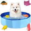 XBAIPIN Piscina Pieghevole per Cani e Gatti con 6 Giocattoli Acquatici | Inclusi - Vassoi Raffrescanti 50x10 cm in Tessuto Oxford Blu | Ideale per Bagno, Gioco e Spiaggia per Piccoli Animali