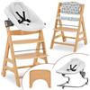 hauck Seggiolone Pappa Evolutivo Alpha Move Premium Bouncer Set, Sedia in Legno con Seduta Neonato, Cintura 5 Punti, Ruote, Vassoio e Cuscino - Naturale, Grigio Chiaro