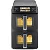 PRIXTON Friggitrice ad Aria Verticale 10L con Doppio Cestello 5L + 5L, 2600 W, Air Fryer senza Olio con 2 Cestelli Indipendenti, Display LED Touch, 10 Programmi, 80-200 °C, Finestra e Illuminazione