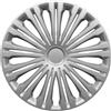 XL Cover Set 4 Copricerchi Auto 14 pollici Argento Tipo Alluminio - Anello Metallico Regolabile - ABS Resistente Universali