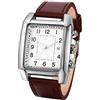 JewelryWe Orologi da uomo in pelle, Orologi quadrati al quarzo analogici, Orologi rettangolari,Vintage