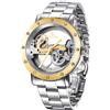 Alienwork IK Orologio Automatico Uomo Donna Scheletro Meccanismo a Ponte Fondo in Vetro