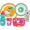 Fun House HELLO KITTY - Set di vasi per bambini, con 1 bicchiere da 220 ml, 1 vaschetta per cavalli Ø 16 cm, 1 seduta Ø 22 cm, 1 gola da 350 ml, 1 scatola per gattino e 2 posate H.13,5 cm - Reutyll ISABILI