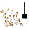 Pauleen 48183 Sunshine Glamour catena luminosa solare per balcone o giardino dorato illuminazione esterna metallo solare 3000K