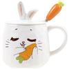 lachineuse - Tazza Coniglio Amante - Collezione Bunny - Coperchio Orecchie di Coniglio e Cucchiaio Carota - Porcellana e Metallo - 425 ML - Caffè, Tè, Cioccolato, Cappuccino - Idea Regalo Originale