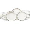 CreaTable, 24792 Serie Nordic Festive Crema, set di stoviglie per 6 persone, set di piatti in gres, lavabile in lavastoviglie e microonde, produzione di qualità