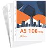 UYYUHDRV 100 Pezzi Buste Trasparenti A5 - Bustine Trasparenti Extra Resistenti in Plastica PP 180µ, Buste Plastica DIN A5 per Proteggere Documenti, Fogli e Atti