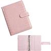 TENGMEIHUIO A5 Texture Coccodrillo Raccoglitore ad 6 Anelli, Copertina per Raccoglitore a 6 Anelli in Pelle PU Ricaricabile per Ufficio Scuola E Viaggi Lavoro（Carta Interna Non Inclusa) (Rosa)