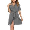 Rayson Accappatoio da Donna Elegante Kimono Camicie da Notte Maniche Corta Scollo a V Vestaglia Cintura Camicia da Notte(Blu Navy,S)