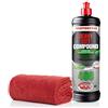 detailmate Set per la cura e la lucidatura dell'auto con lucidante Menzerna Heavy Cut, Medium Cut, finitura, cera di carnauba/polimero, panno microfibra per lucidare auto, Green LINE 400 Heavy Cut 1L