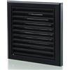 Blauberg UK Decor 155X155/100HK - Griglia di ventilazione da parete con coperchio in plastica, tappo rotondo e deflettore antivento, chiusura di ritegno., DECOR 185X185/150HK BLACK