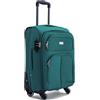 R.Leone Valigia Trolley Espandibile bagaglio a mano 4 ruote in stoffa 214 (Verde Petrolio, S Bagaglio a mano 55cm)