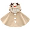 Alunsito Cappotto per bambina e bambino con poncho con cappuccio mantella in pile cappotto con renna natalizia e coda di pon pon completo invernale caldo 80 Beige 9-12 mesi