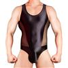 MANJIAMEI Body Uomo Brillante, Senza Maniche Collo U, Maglia Trasparente, Canotta Elastica, Biancheria intima Aderente, Lingerie Sexy, Vestito da Notte Festa & Club