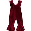 Alunsito Bambino Bambina Autunno Inverno Vestiti Volant Pagliaccetto in velluto Solido Bretelle Pantaloni Tute Cinturino a campana