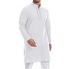 YAOHUOLE Kurta da uomo in cotone e lino, a maniche lunghe, con tasche, bianco, L