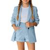 Generico Completo Bambina Ragazza Eleganti 2 Pezzi Giacca Blazer Maniche Lunghe E Pantaloncini Tailleur Cerimonia Primavera E Autunno Bambine Ragazze Cappotto Leggero Anteriore Giacca Per Cerimonie Occasioni