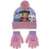 DREAMWORKS GABBY'S DOLLHOUSE Cappello Invernale + Guanti per Bambine della casa delle Bambole Gabby per Bambini Set da 2 Pezzi con Pompon e Guanti Lavorati a Maglia