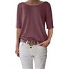 shownicer Maglietta estiva da donna a maniche corte, con scollo a barca, A