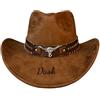 XGSiNuoBao Cappello da cowboy personalizzato con nome ricamato per adulti, cappello da cowboy occidentale personalizzato per uomini e donne, protezione solare cappello alla moda in pelle jazz nero