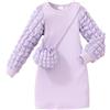 Alunsito Toddler Baby Girls Autunno Inverno Vestito a sbuffo Manica lunga Maglia A-line Vestito con tasca 2 pezzi Outfits