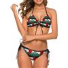 KWQDOZF Bikini con Bandiera palestinese per Donne, Costume da Bagno Sexy con Laccetti Laterali e Top a Collo Alto, con Scritta Free Palestine