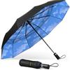 TECKNET Ombrello Pieghevole Antivento, Grande Portatile Pioggia da 10 Ossa, Automatico Viaggio Umbrella Doppio Baldacchino Antivento Impermeabile per Uomo Donna, Diametro 104 cm, Cielo