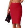 IWOLLENCE Gonna a matita da donna UK elastica in vita midi da donna elasticizzata in vita sexy gonna al ginocchio per abbigliamento casual estivo da ufficio (nero, S), Rosso, M