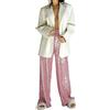 Caziffer Pantaloni con Paillettes da Donna a Vita Alta Glitterati Bling Pantaloni Discoteca Scintillii Larghi a Gamba Dritta Clubwear Streetwear