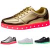 Dasongff Sneakers alte da donna, uomo, LED, luminoso, sport, unisex, con lacci, luci lampeggianti, discoteca, club, metallizzato, lucido, camminata, palestra, corsa, sneakers alla moda, grande, B1 Oro, 44 EU