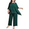 Hanna Nikole Per donna di grandi dimensioni Set 2 pezzi pantaloni da sera da cocktail camicia e vita alta, verde scuro, 58