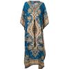 Ethnique Mode Caftano/boubou/gellaba etnico alla moda, da donna, lungo, dallo stile orientale e africano, in poliestere, estivo, oversize, per la spiaggia (turchese, taglia unica), Taglia unica