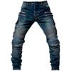 Glamidea Pantalone Moto da Uomo Jeans Monocolor con Tasche sulla Coscia e Protezioni Elegante ed Elasticizzato Pantalone di Protezione con Bottoni Taglio Slim per Il Tempo Libero