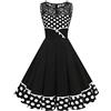Bbonlinedress Abito da Cocktail da Donna Abito in Pizzo Rockabilly Gonna a Pieghe Vintage retrò Anni '50 Elegante Scollo Tondo Senza Maniche