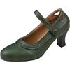 Dasongff Scarpe da donna con tacco piccolo Mary Jane con tacco alto spesso e fibbia confortevole