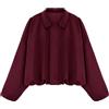 LEACOOLKEY Giacca Bomber da Donna in Finta Pelle Scamosciata Cappotto Pilota Casual Oversized Primavera Autunno Maniche a Pipistrello a Maniche Lunghe Streetwear Esterno,Bordeaux