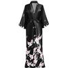 PRODESIGN Satin Kimono Dressing Gown Crane Kimono Robe for Women Silk Feel Printed Cover Up for Wedding Girl's Bonding Party Pyjamas 135cm Long