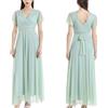 VALORIALUXE Abito Lungo Elegante Donna con Maniche Volant e Scollo a V - Vestito da Cerimonia Made in Italy