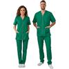 Mama's Divisa sanitaria Donna, uomo SU MISURA No Stiro casacca con cerniera in tinta e taschino lato cuore ricamato incluso OSS, estetica, Infermiere, Medico (Verde, 56-XXXL)
